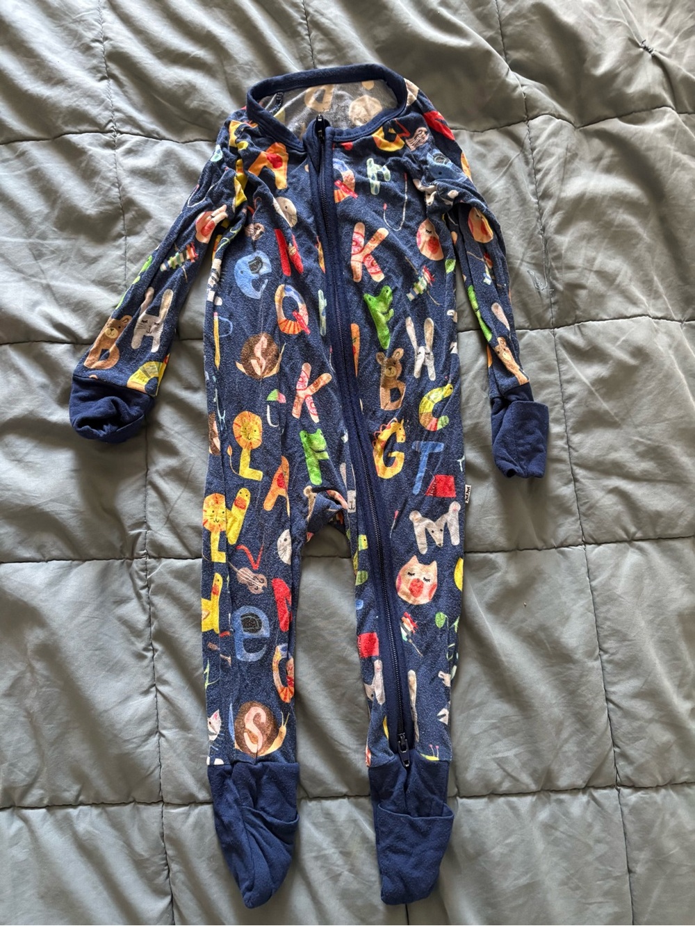 Little Sleepies Navy Alphabet Footed Pajama One-Piece